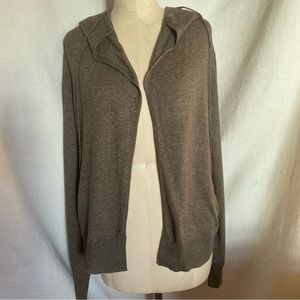 All Saints M brown melange wool/poly/silk open hooded cardigan. EUC